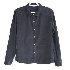 Black Corduroy Ladies Shirt - Size L - Snaps